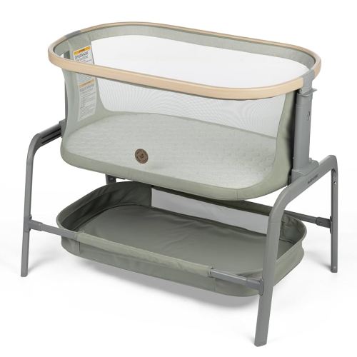 Maxi-Cosi Iora Baby Bassinets Bedside Sleeper, Portable Bassinet, Infant Bedside Sleeper Crib, Height Adjustable, Breathable Mesh, Large Storage Basket, Classic Green