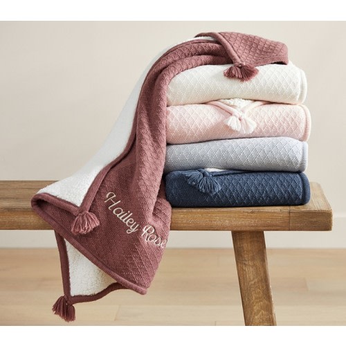 Luxe Cable-Knit Sherpa Baby Blanket