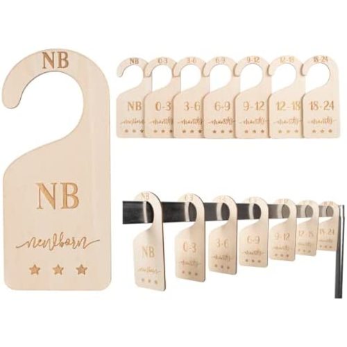 Phuru Boho Decor Baby Clothes Organizer Double-Sided Gender Neutral Design in Premium Birch Wood Baby Closet Dividers By Size Baby Organizer from Newborn to 24 Months