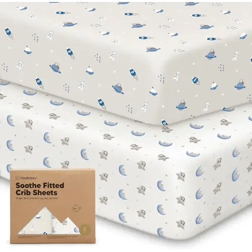 KeaBabies 2-Pack Organic Crib Sheets for Boys, Girls - 52x28 Fitted Crib Mattress Sheet Neutral, Breathable Jersey Cotton Cover for Baby Bed, Toddler Mattress, Soft & Cute Prints (Cosmo)