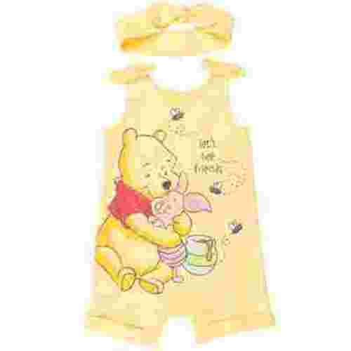 Disney Winnie the Pooh Newborn Baby Girls Snap Romper and Headband Newborn to Toddler