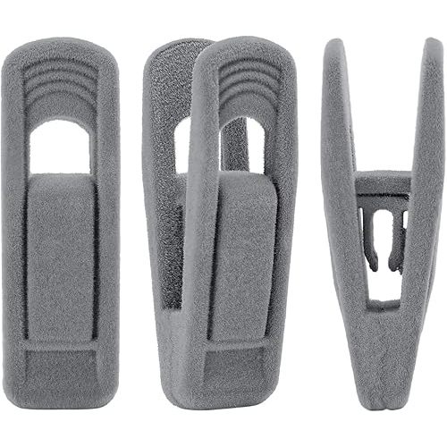 Trgowaul Velvet Hangers Clips, Pants Hangers Velvet Clips, Strong Finger Clips Perfect for Thin Velvet Hangers (20pc, Grey)