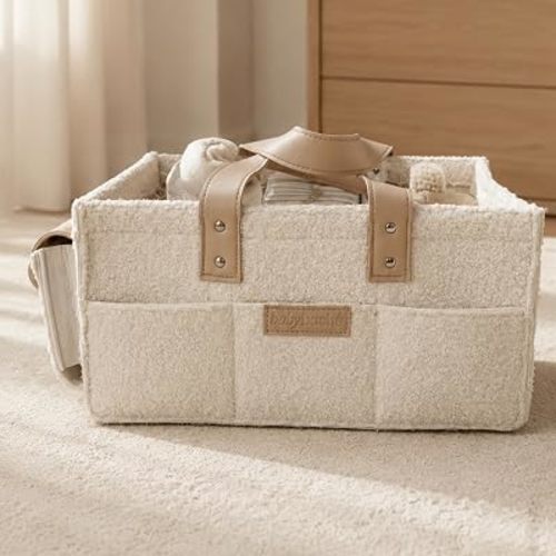 Baby Baché Teddy Bouclé Diaper Caddy Organizer (NUDE)