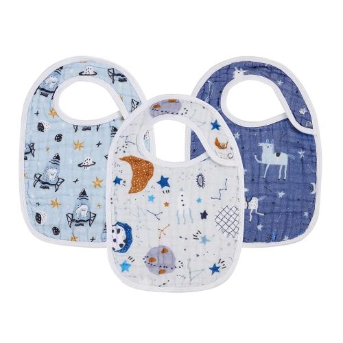 Snap Muslin Bibs for Baby Boys and Girls,100% Cotton Baby Bibs with 3 Absorbent & Soft Layers, Baby Boy Bibs for Infants,Newborns and Toddlers,Adjustable,Machine Washable, Starry Tales