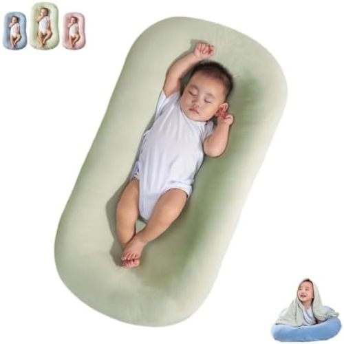 Baby Lounger 0-24 Months, Newborn Lounger Nest Sleeper, Baby Lounger for Newborn, Soft Breathable Lounger Pillow for Infants (Green, 0-12 Months)
