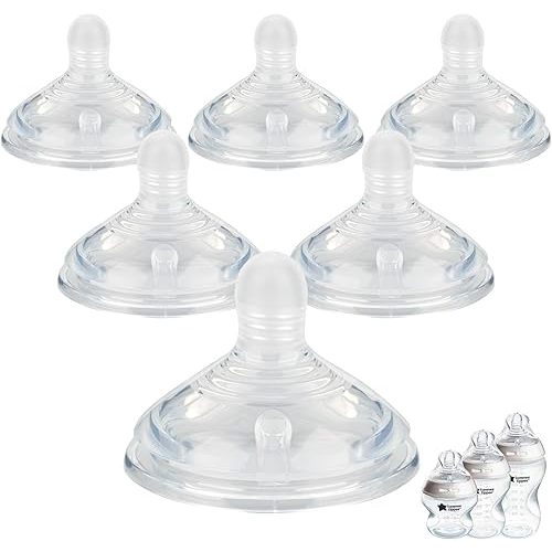 Silicone Baby Bottle Nipples for Tommee Natural Start Anti-Colic Bottles &Advanced Anti-Colic Bottles,Closer to Nature Bottles,Medium Flow,Size 2 Nipple,3m+, 6 Count