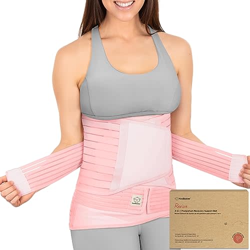 3 in 1 Postpartum Belly Support Recovery Wrap – Postpartum Belly Band, After Birth Brace, Slimming Girdles, Body Shaper Waist Shapewear,Post Surgery Pregnancy Belly Support Band (Blush Pink, M/L)