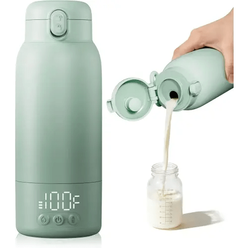 Portable Bottle Warmer for Travel, Baby Milk Warmer with Fast Heating & Long Battery Life, 17 Ounces Large Capacity Bottle Warmer with Long-Lasting Keep Warm Function, Green