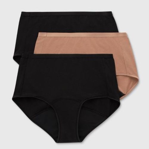 Hanes Women's 3pk Comfort Period Briefs, Super Leaks - Black M