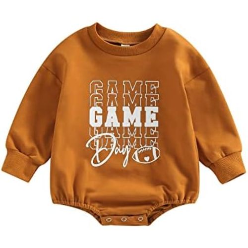 Baby Girl Boy Football Outfit Game Day Football Sweatshirt Romper Oversized Bodysuit Fall Winter Clothes