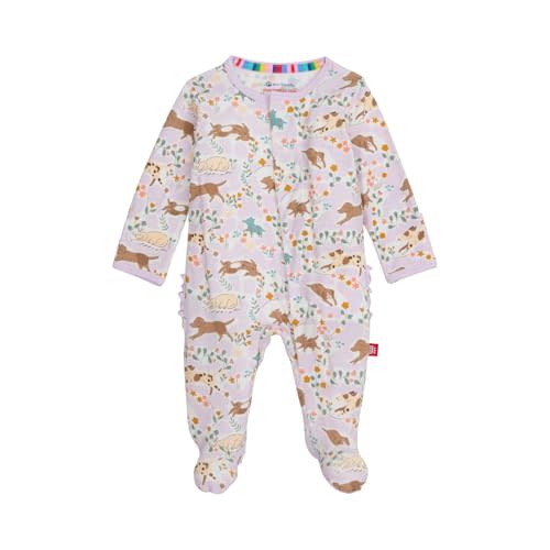 Magnetic Me Girls Modal Magnetic Baby Footie Pajamas | Silky Soft Modal Fabric | Baby Sleepers Available Sizes PRE - 24M