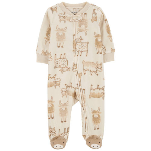 Baby Highland Cow 2-Way Zip Fleece Sleep & Play Pajamas - Carter's | Carter's