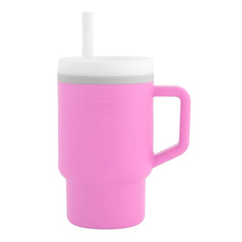 Infantino My 1st Tumbler, Silicone Sippy Cup with Straw & Handle, Spill-Resistant, for On-the-Go, BPA-Free Transition Cup, Cotton Candy