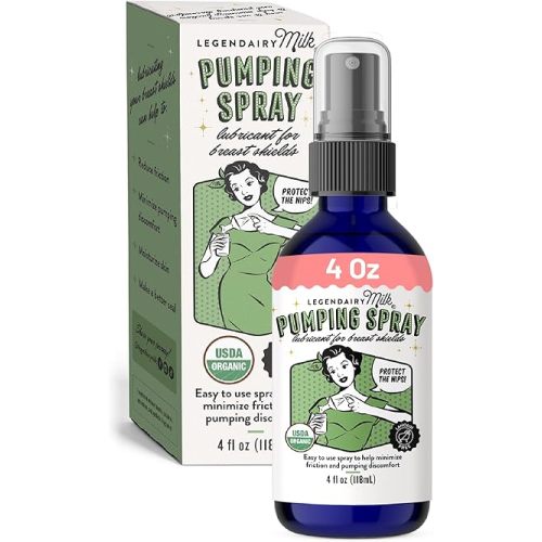 Legendairy Milk Pumping Spray 4 oz., Helps Sore Nipples & Clogged Ducts, Organic Lubricant for Breast Shields and Flanges, Vegan Breast Pump Spray, Natural & Lanolin-Free, Made in USA