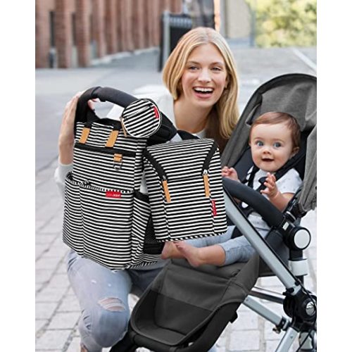 Skip Hop Baby Bottle Bag, Grab & Go, Black/White Stripe