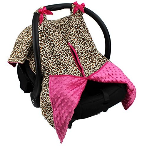 Strawberry Farms Baby Car Seat Cover Canopy and Nursing Cover 2 in 1 Pink Leopard