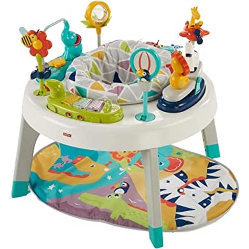 Fisher-Price Baby To Toddler -Toy 3-In-1 Sit-To-Stand Activity Center With Playmat Plus Music Lights And Spiral Ramp