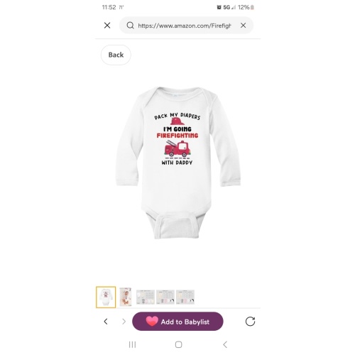 Firefighter Baby Onesie® Pack My Diaper Cute Bodysuit for Baby Shower Gift for Newborn Outfit Firefighting 98 (Long Sleeve White, 0-3m)