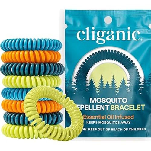 Cliganic 25 Pack Mosquito Repellent Bracelets, DEET-Free Bands, Individually Wrapped (Packaging May Vary)
