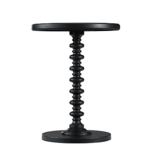 Powell 17" Teyla Traditional Round Wood Accent Spindle Table Dark Gray: Rubberwood Frame, MDF Top, Fixed Shelf