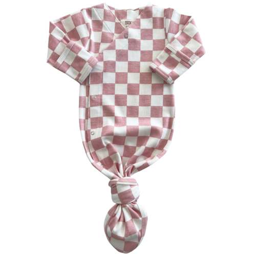 Strawberry Shortcake Checkerboard / Organic Kimono Knot Gown