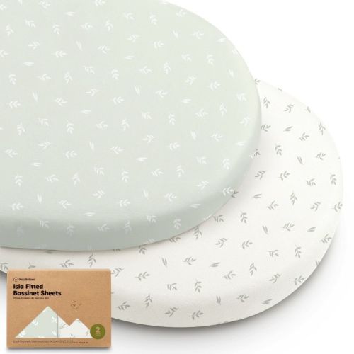 KeaBabies Bassinet Sheet, 2-Pack Isla Fitted Bassinet Sheets (Herb)