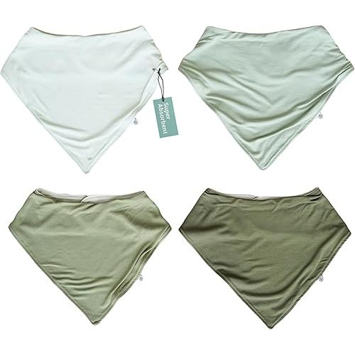 Caden Lane Bandana Bibs, Absorbent Baby Bib for Drooling, Feeding & Teething With Adjustable Double Snap Suitable for Newborns to Toddlers, Gender Neutral Gift for Baby Shower, 4 Pack, Greens
