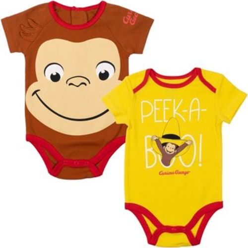 Curious George Newborn Baby Boys 2 Pack Bodysuits Yellow/Brown 0-3 Months