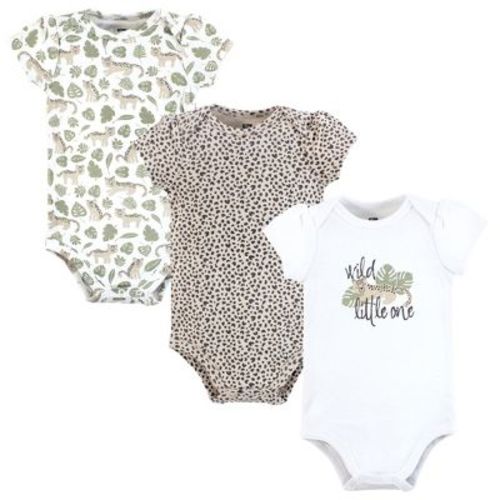 Hudson Baby Infant Girls Cotton Bodysuits 3-Pack, Wild Cheetah, Newborn
