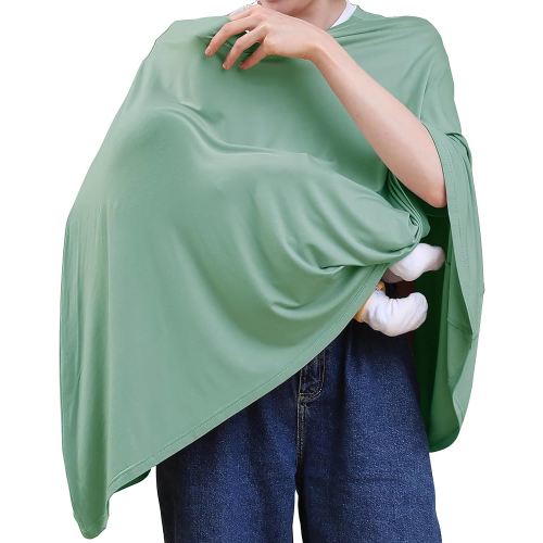 Multi-use Nursing Cover for Breastfeeding, 360°Full Coverage Nursing Poncho, Rayon Soft & Breathable Breastfeeding Cover up (Smooth Rayon, Sage Green)