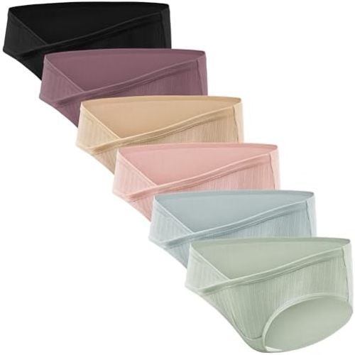 HBselect 6 PACK Maternity Underwear Cotton Maternity Panties Healthy Pregnancy Postpartum Underwear Under Bump Bikinis