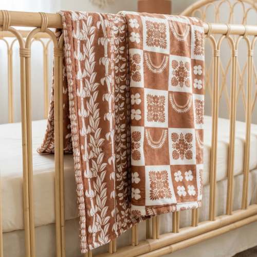 PRE- ORDER: Large: Tan Ho'opili / Lei Minky blanket