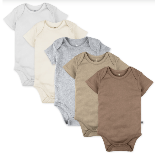 5-Pack Organic Cotton Short Sleeve Bodysuits | Honest Size 0-3m Natural Ombre