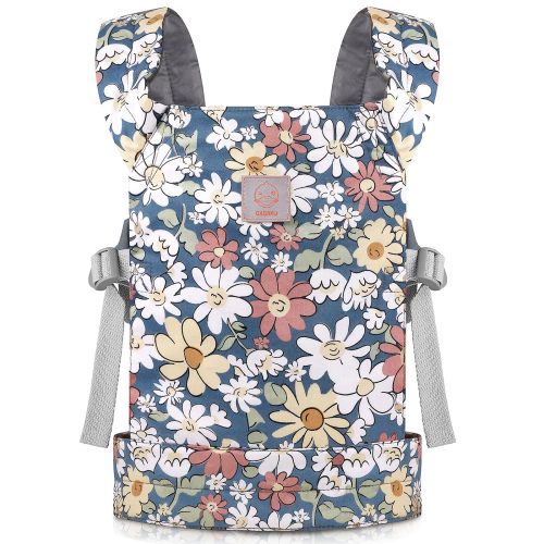 GAGAKU Baby Doll Carrier for Girls - Cotton, Pink with Anemone Flowers, Perfect for Toddlers and Reborn Dolls