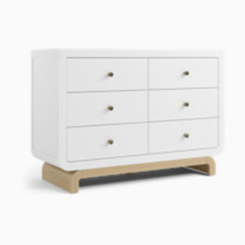 Storkcraft Santorini Cómoda Doble con 6 Cajones, Blanco/madera Flotante