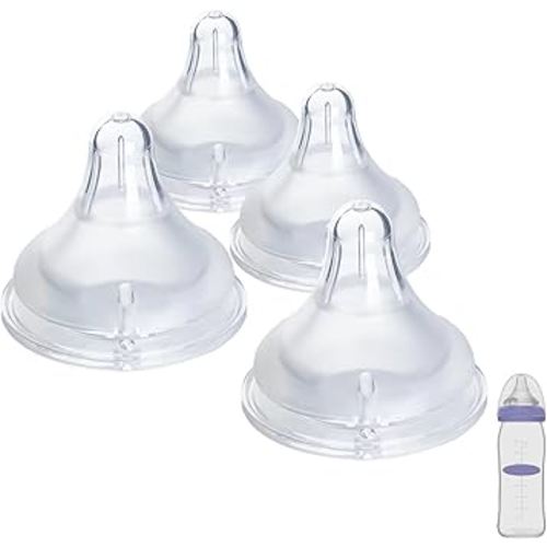 4 Count Bottle Nipples Compatible with Lansinoh NaturalWave Bottle, Soft and Durable Silicone Bottle Nipples, BPA-Free Replacement Bottle Nipple XS