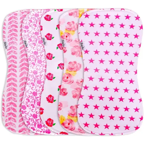 100% Organic Cotton Baby Burp Cloths (5-Pack): Large (21''X10'') Towels for Infants, Newborns, Babies - Soft & Absorbent Burping Rags