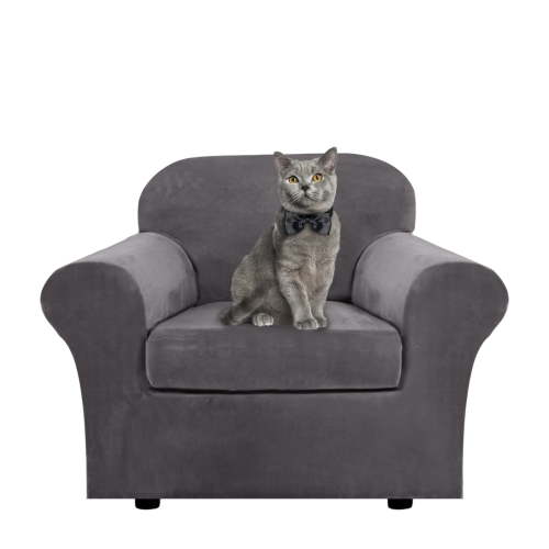 TOPCHANCES Modern Velvet Plush 2 Piece High Stretch Sofa Slipcover Armchair Cover Furniture Protector Form Fit Luxury Thick Velvet Sofa Cover for 1 Cushion Couch, Machine Washable