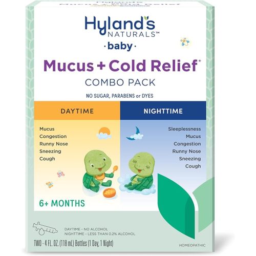 Hyland's Baby Mucus and Cold Relief, Day & Night Value Pack, Infant And Baby Cold Medicine, Decongestant And Cough Relief, 8 Fl Oz