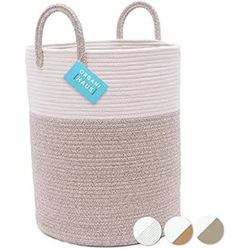 Amazon.com: OrganiHaus Brown Toy Basket for Storage 15x18 | Baby Laundry Basket | Throw Blanket Basket for Living Room | Large Woven Baskets for Storage | Tall Basket | Towel Basket & Blanket Holder for Bedroom : Home & Kitchen