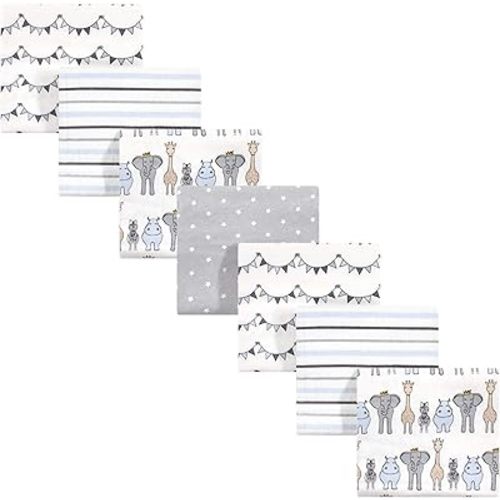 Hudson Baby Unisex Baby Cotton Flannel Receiving Blankets Bundle, Royal Safari, One Size