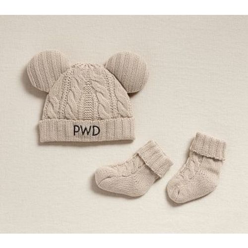 Disney Home x Sanderson Mickey Mouse Hat and Bootie Set , Oat , 3-6 Months
