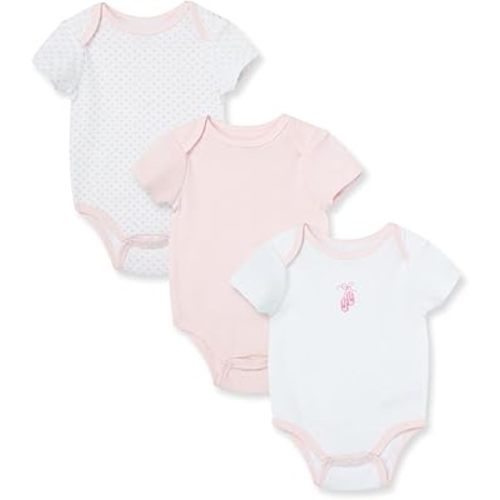 Little Me Baby Girls' 3-Pack 100% Cotton Scratch Free Tag Bodysuits