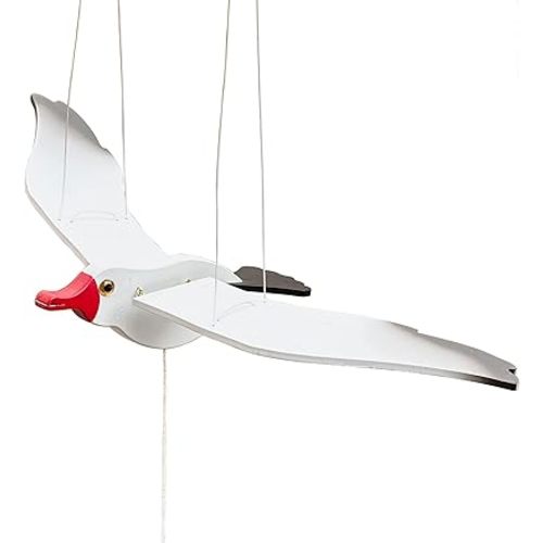 Wooden Flying Seagull Decorative Hanging Mobile Nautical Ornament Nursery Room Bird Drop for Patio Balcony Wedding Party(14")