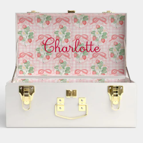 Petite Classic Trunk - White - Ruby’s Red Berries / Embroidery