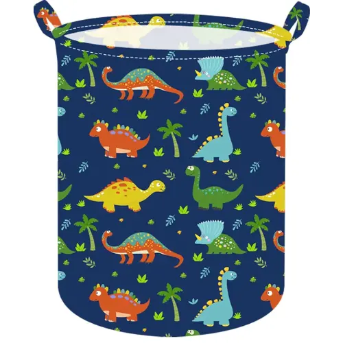 19.7 Inch Dinosaur Round Kids Laundry Clothes Hamper Dino Laundry Basket with Handles,Baby Toys Storage Organizer Bins Laundry Gift Basket for Boys and Girls Room, Bedroom Decor
