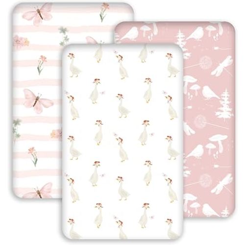 3 Pack Bedside Bassinet Sheets Girl & Boy 33" x 20" Rectangle