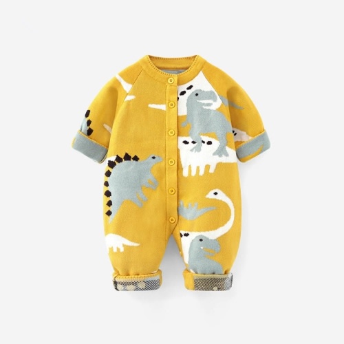 Baby Knitted Dinosaur Color Block Romper