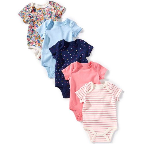 Adventurewear 360 Baby Girls Knit Floral Dog 5-pack Bodysuits