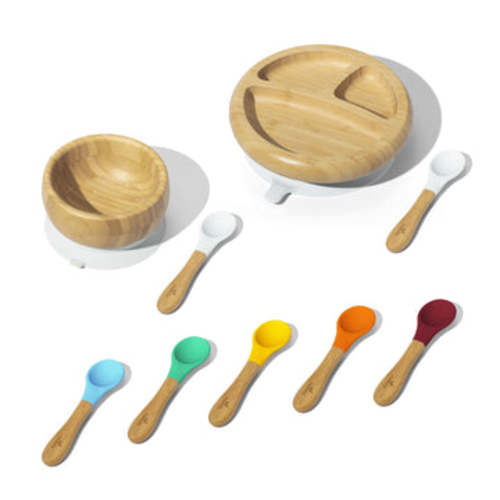 Avanchy Rainbow Baby Gift Set: Top Registry with Bowl, Plate & Spoons